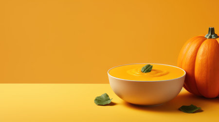 Pumpkin soup in a cup on a clean background. minimalism. vegetarian orange cream soup. dietary winter dish.の素材
