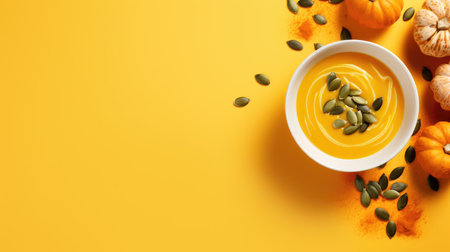 Pumpkin soup in a cup on a clean background. minimalism. vegetarian orange cream soup. dietary winter dish.の素材