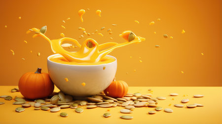 Pumpkin soup in a cup on a clean background. minimalism. vegetarian orange cream soup. dietary winter dish.の素材