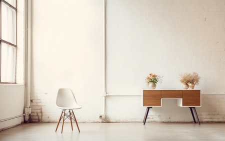 A Cozy Workspace with a Well-Organized Desk and Comfortable Chairの素材