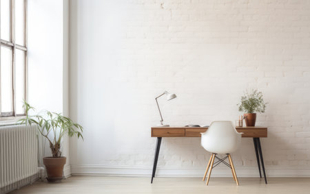 A Cozy Workspace with a Well-Organized Desk and Comfortable Chairの素材
