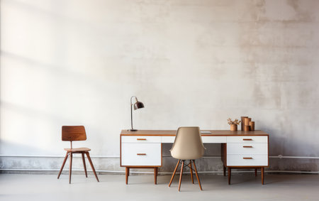 A Cozy Workspace with a Well-Organized Desk and Comfortable Chairの素材
