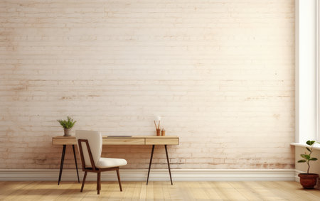 A Cozy Workspace with a Well-Organized Desk and Comfortable Chairの素材