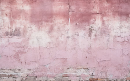 A Faded Beauty: A Weathered Pink Wall with Cracked Paint Revealing Its Storyの素材
