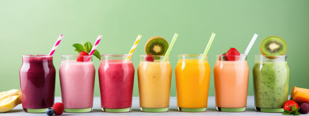 A Rainbow of Refreshing Smoothies: A Colorful Array of Healthy and Delicious Blendsの素材