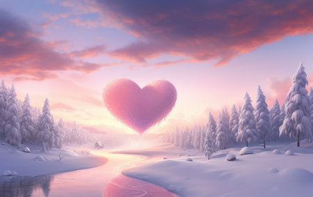 Heartwarming Love in Winter Wonderland. valentines dayの素材