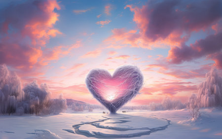 Heartwarming Love in Winter Wonderland. valentines dayの素材