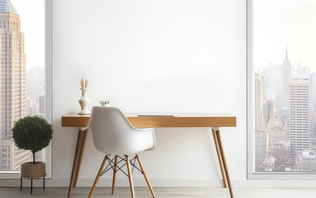 A Cozy Workspace with a Well-Organized Desk and Comfortable Chairの素材