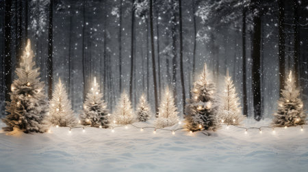 A Winter Wonderland of Twinkling Lights and Festive Christmas Treesの素材
