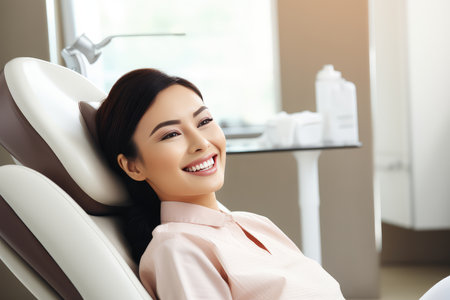 A Close-Up of a Womans Smile with White Teethの素材