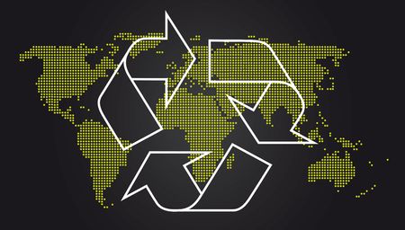 Recycle Symbol World Mapの写真素材