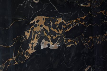 A slab of natural black marble with yellow veins is called Nero Portoro.