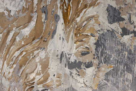 Background with dripping paint on canvas, white and gray.