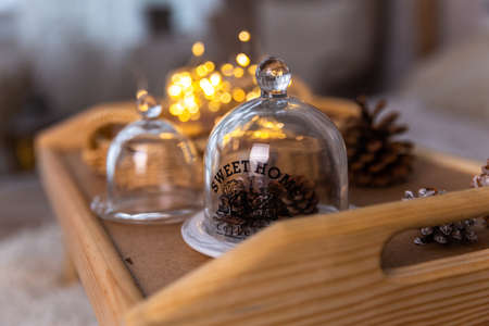 Natural Christmas decorations in anticipation of the holidayの写真素材