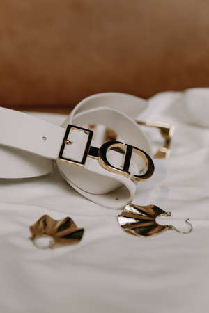 Rings on a white satin background. Details