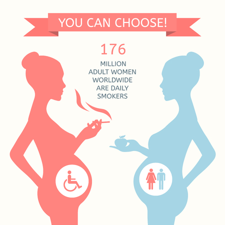 Two pregnant woman smoking and pregnancyのイラスト素材