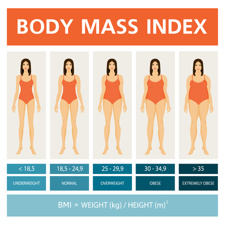 Body Mass Index Illustration with women figures.