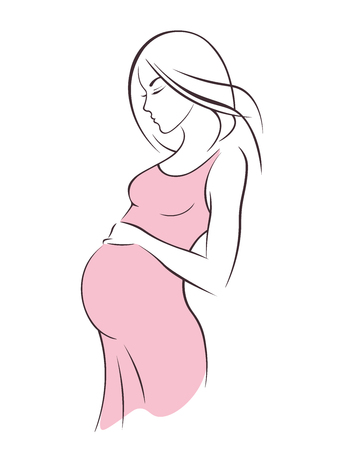 Pregnant woman. Sketch. Vector illustration on white backgroundのイラスト素材