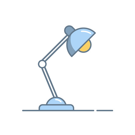Working lamp on the table. Line icon isolated on white background. Linear vector illustrationのイラスト素材