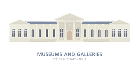 The building of the National Museum. Ancient architecture. Classic style. Gallery. Vector Flat Illustrationのイラスト素材