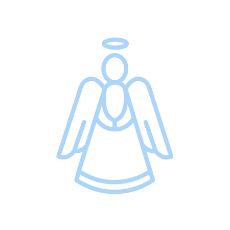 Angel. Icon and logo. Christmas. Vector linear illustration on a white backgroundのイラスト素材