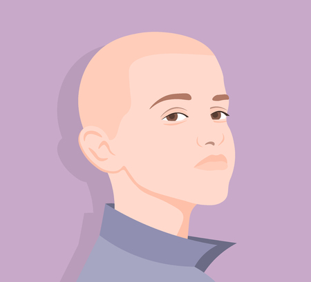 Pride. Portrait of a boy. Avatar of the guy. The face of a young man. Vector illustrationのイラスト素材