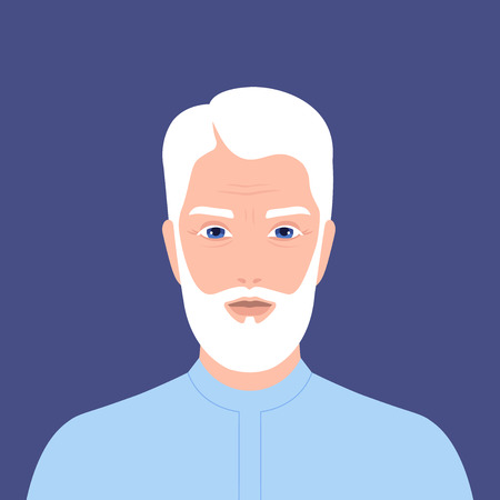 Portrait of an arab man with a beard. Retiree. Grandfather. Vector flat illustrationのイラスト素材