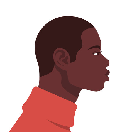 An African American man. Profile. Portrait of a guy. Avatar. Vector flat Illustrationのイラスト素材