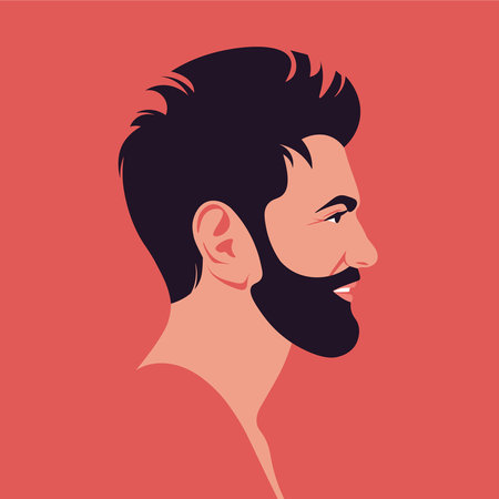 A face of a smiling Italian man in profile. side view. Latin American. vector flat illustrationのイラスト素材