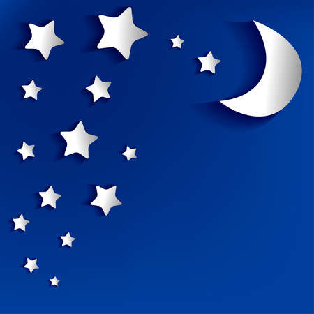 Applique paper stars and moon. vector illustrationのイラスト素材