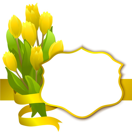 card with tulips and a vignette. vector illustrationのイラスト素材