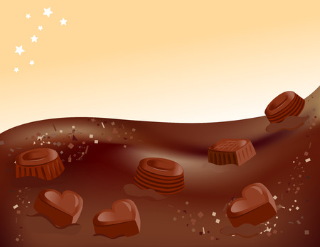 chocolate background and candy. vector illustrationのイラスト素材