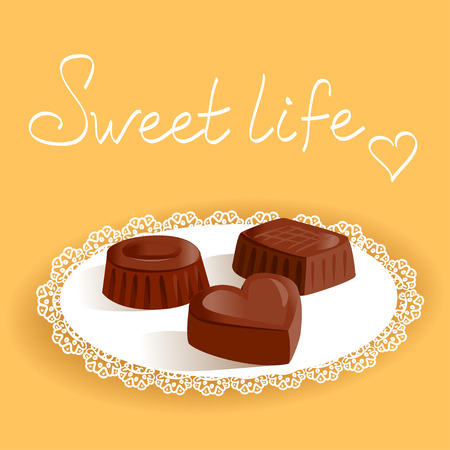 chocolate candy on a napkin. vector illustrationのイラスト素材