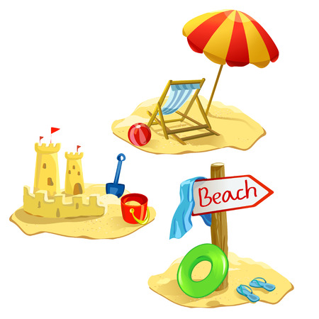 set beach and recreation symbols isolated. のイラスト素材