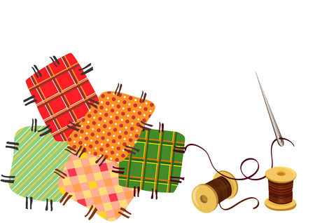 patchwork, sewing with a needle.のイラスト素材