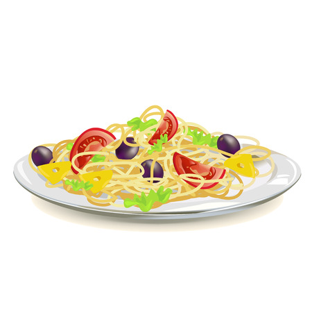 Italian pasta on a plate isolated.のイラスト素材