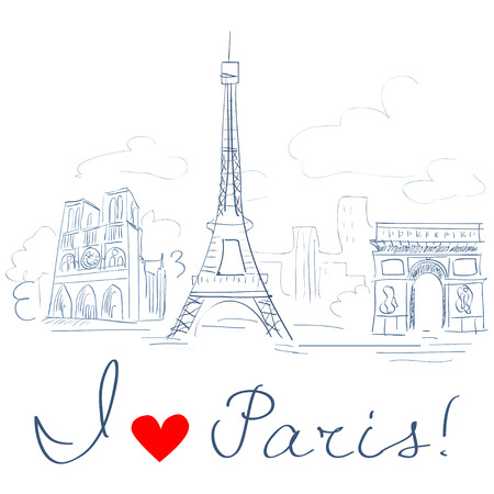 sketch of the city, Paris. のイラスト素材