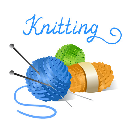 skein of yarn and knitting needles. のイラスト素材