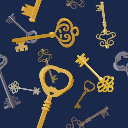 seamless background with vintage keys. vector illustrationのイラスト素材