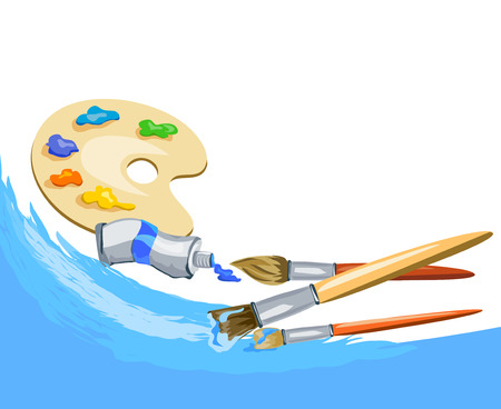 background with brush and paint. vector illustrationのイラスト素材