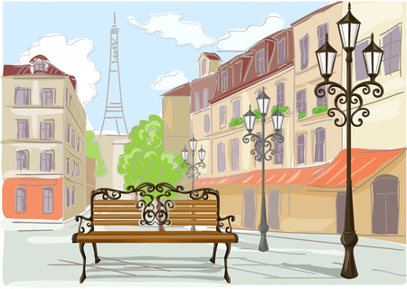 line drawing illustration of Paris. vector illustrationのイラスト素材