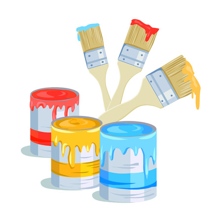 brushes and paint cans. vector illustrationのイラスト素材