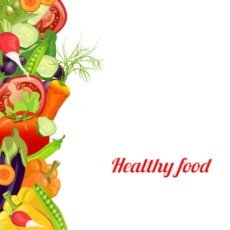 healthy food. vegetables. banner from different vegetables. vector illustrationのイラスト素材