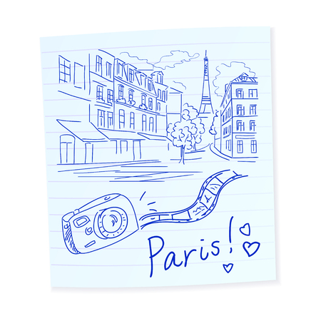 sketch hand drawn travel Paris. vector illustrationのイラスト素材