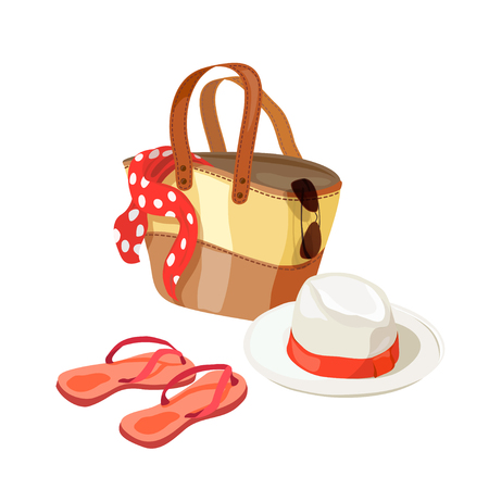 Women's beach accessories isolated. vector illustrationのイラスト素材