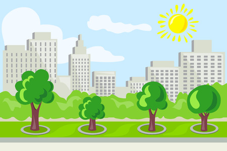 An urban landscape, park avenue vector illustration.のイラスト素材