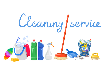 objects cleaning on white background. vector illustrationのイラスト素材