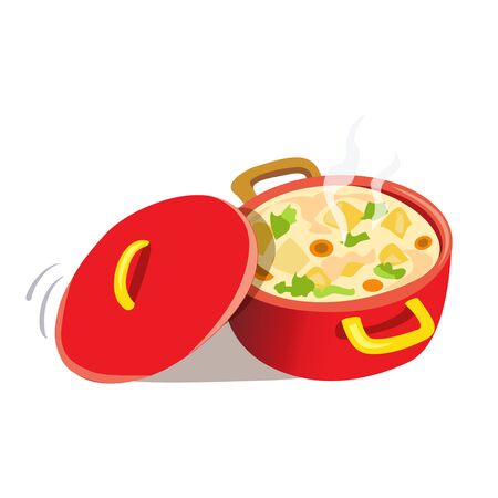 pan with a prepared dish. vector illustrationのイラスト素材