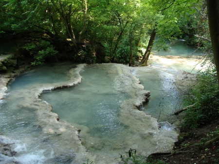 A peculiar river with lime deposit, Rila mountain, Bulgariaの写真素材