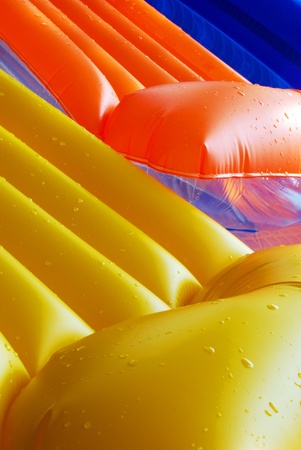 Two inflatable mattress  in the inflatable poolの写真素材